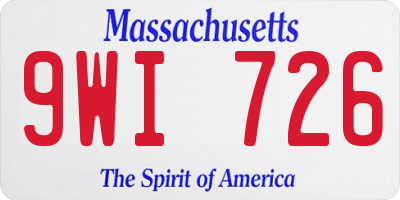 MA license plate 9WI726