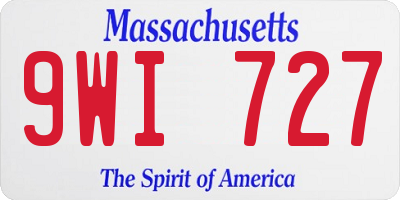 MA license plate 9WI727