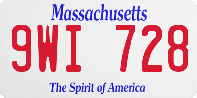 MA license plate 9WI728