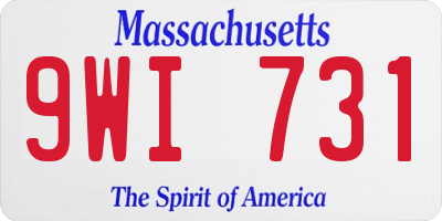 MA license plate 9WI731