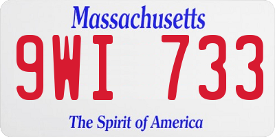 MA license plate 9WI733