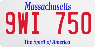 MA license plate 9WI750