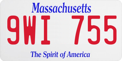 MA license plate 9WI755