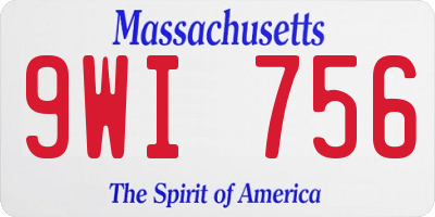 MA license plate 9WI756