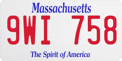 MA license plate 9WI758