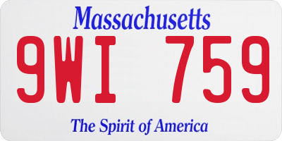 MA license plate 9WI759