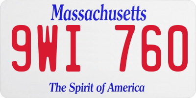 MA license plate 9WI760