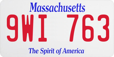 MA license plate 9WI763