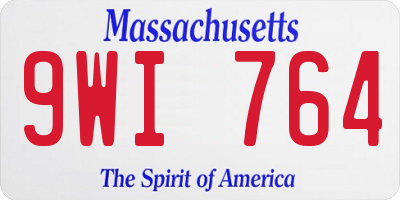 MA license plate 9WI764
