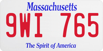 MA license plate 9WI765