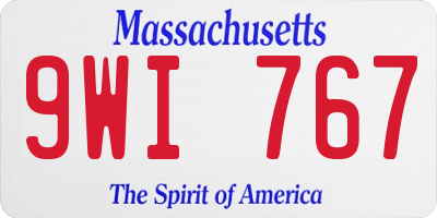 MA license plate 9WI767