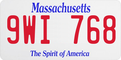 MA license plate 9WI768