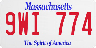 MA license plate 9WI774