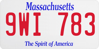 MA license plate 9WI783