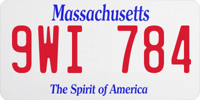 MA license plate 9WI784