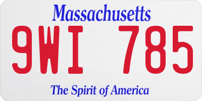 MA license plate 9WI785