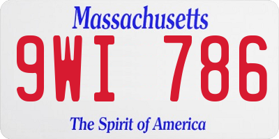 MA license plate 9WI786