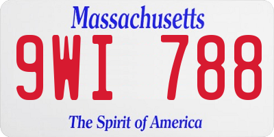MA license plate 9WI788