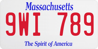 MA license plate 9WI789