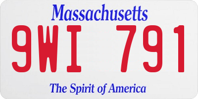 MA license plate 9WI791