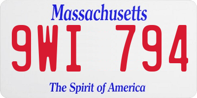 MA license plate 9WI794