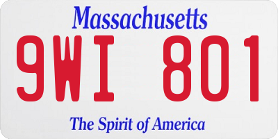 MA license plate 9WI801