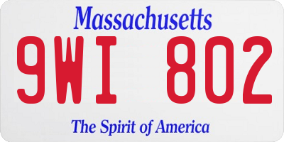 MA license plate 9WI802