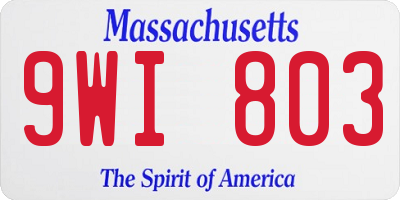 MA license plate 9WI803