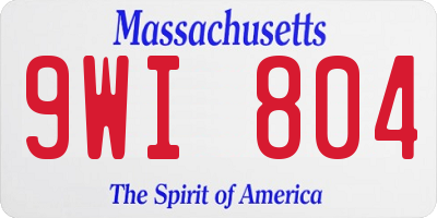 MA license plate 9WI804