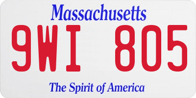 MA license plate 9WI805