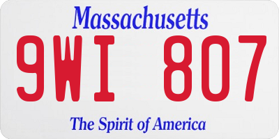 MA license plate 9WI807