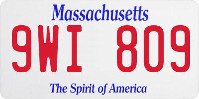 MA license plate 9WI809