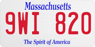 MA license plate 9WI820