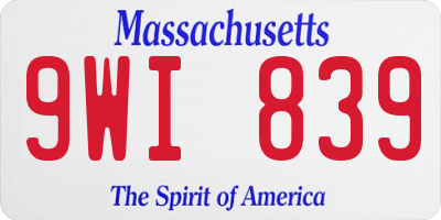 MA license plate 9WI839