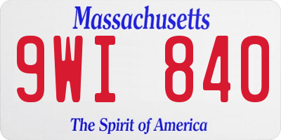 MA license plate 9WI840
