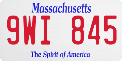 MA license plate 9WI845