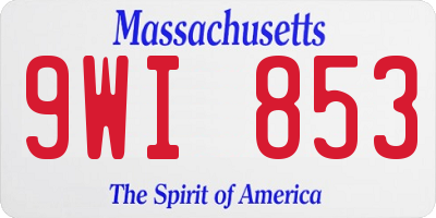 MA license plate 9WI853