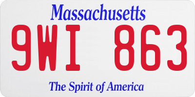 MA license plate 9WI863