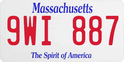 MA license plate 9WI887