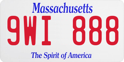 MA license plate 9WI888
