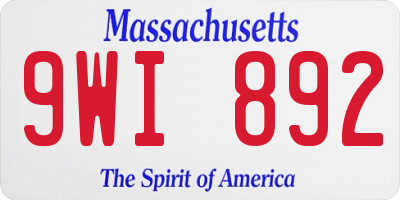 MA license plate 9WI892