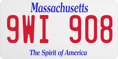 MA license plate 9WI908