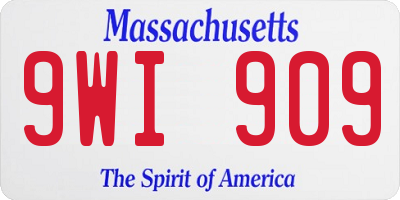 MA license plate 9WI909