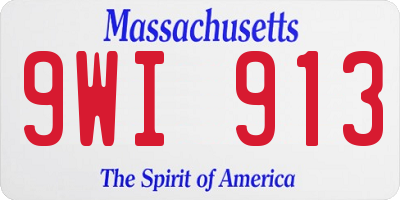 MA license plate 9WI913