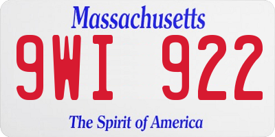 MA license plate 9WI922