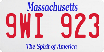 MA license plate 9WI923
