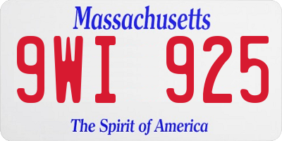 MA license plate 9WI925