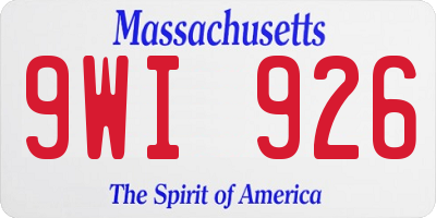 MA license plate 9WI926