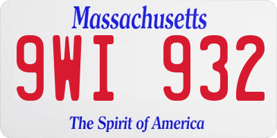 MA license plate 9WI932