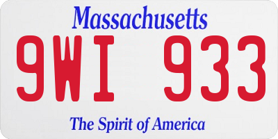 MA license plate 9WI933
